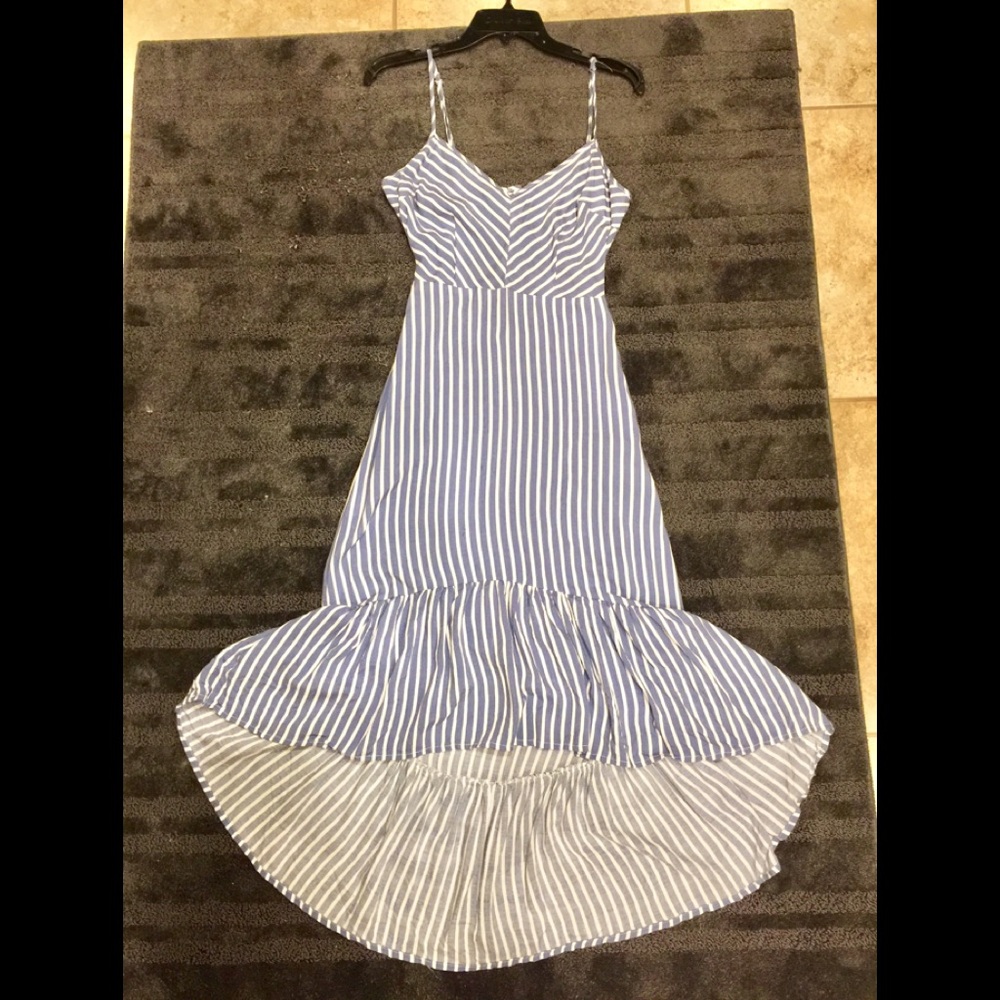 Striped blue/white High low dress-low cut back